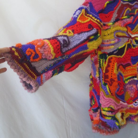 JACKET COAT M L XL crochet style free form handmade brand new Make your offers - Picture 13 of 15